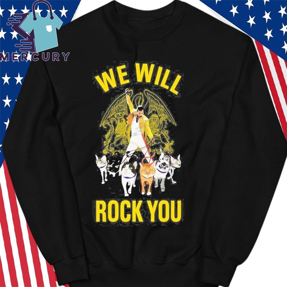 Freddie Mercury Cat Person We Will Rock You T Shirt hoodie sweater long sleeve and tank top