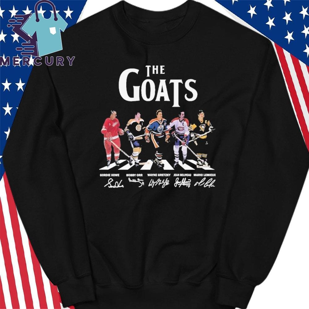 The Goats Of NHL Gordie Howe Bobby Orr Wayne Gretzky Jean Beliveu T Shirt hoodie sweater long sleeve and tank top