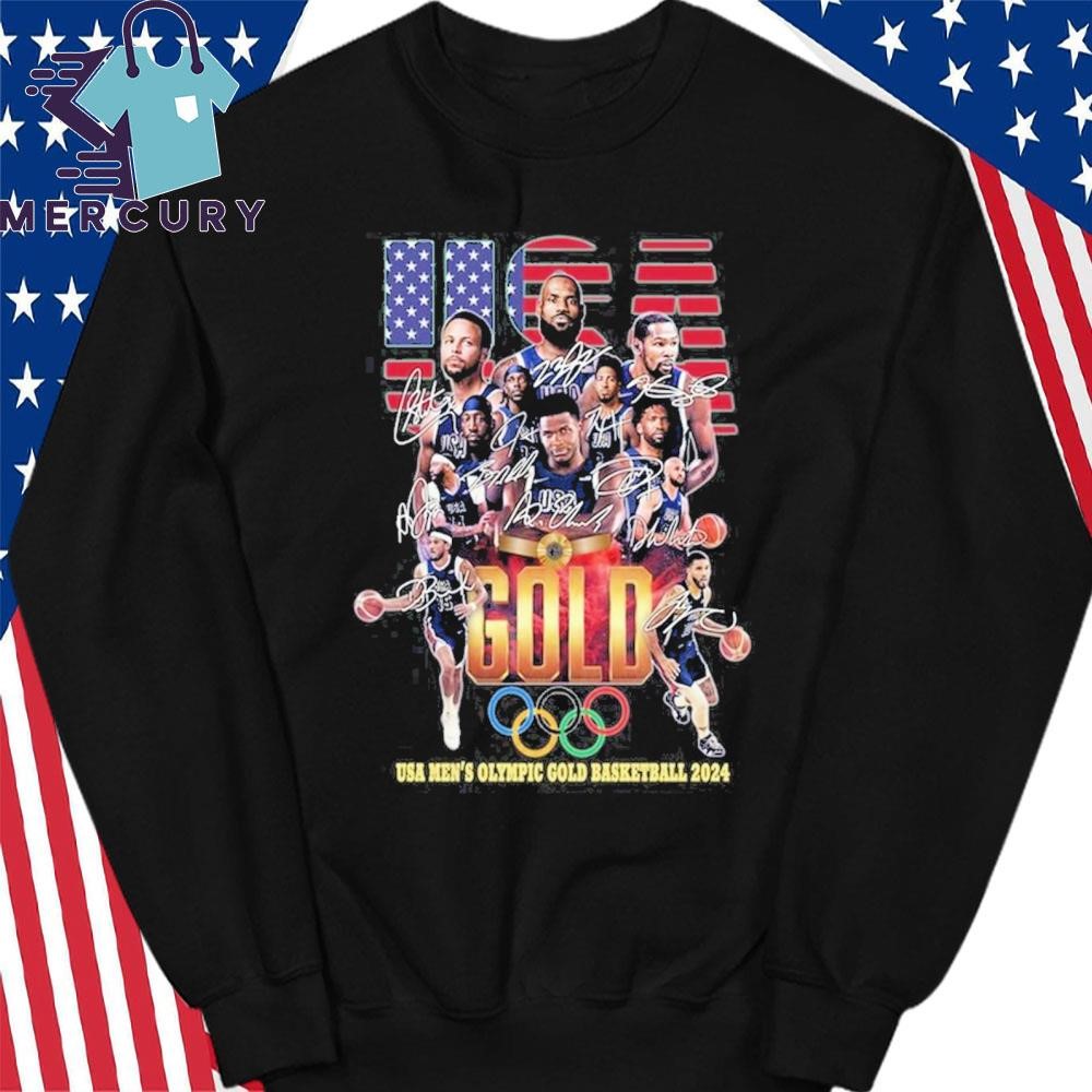 Design US Men s Olympic Gold Basketball Team 2024 Champions T Shirt hoodie sweater long sleeve and tank top