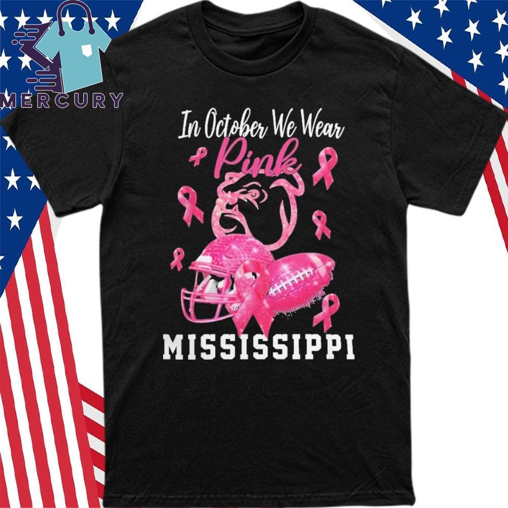 October We Wear Pink Bulldog Breast Cancer Awareness Month  T-Shirt
