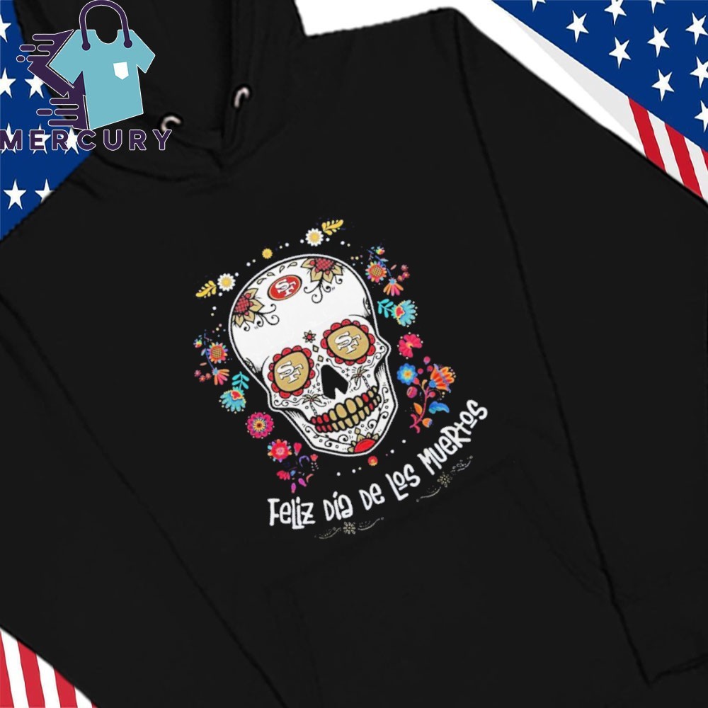 Men's SF San Francisco Sugar skull Hoodie Sweatshirt Chicano Dia de Los authentic muertos