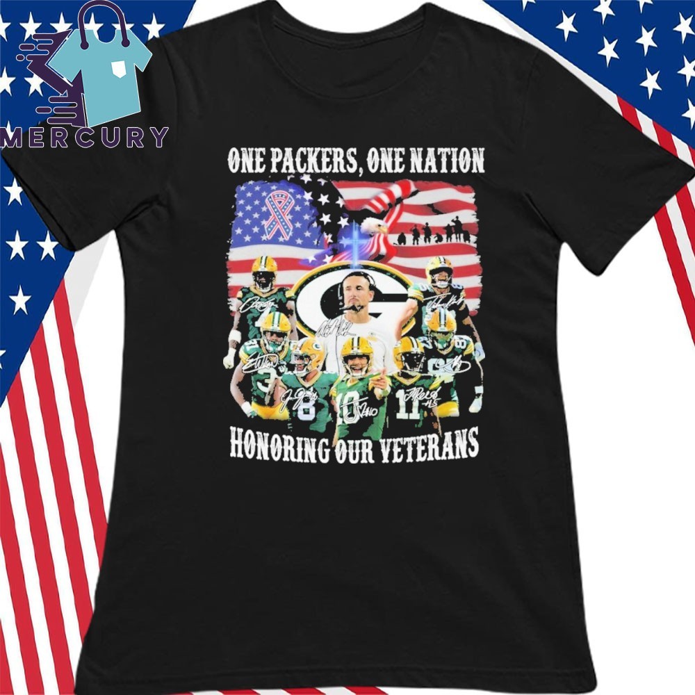 Official One Packers One Nation Honoring Our Veterans Green Bay Packers Shirt hoodie sweater long sleeve and tank top