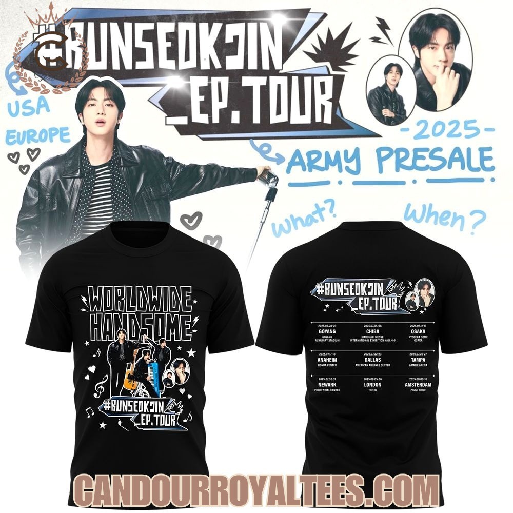 RUN SEOKJIN.TOUR MARCH Vネック S/S Tシャツ RUN SEOKJIN _EP.TOUR in JAPAN Official Tour Merch V-Neck S/S