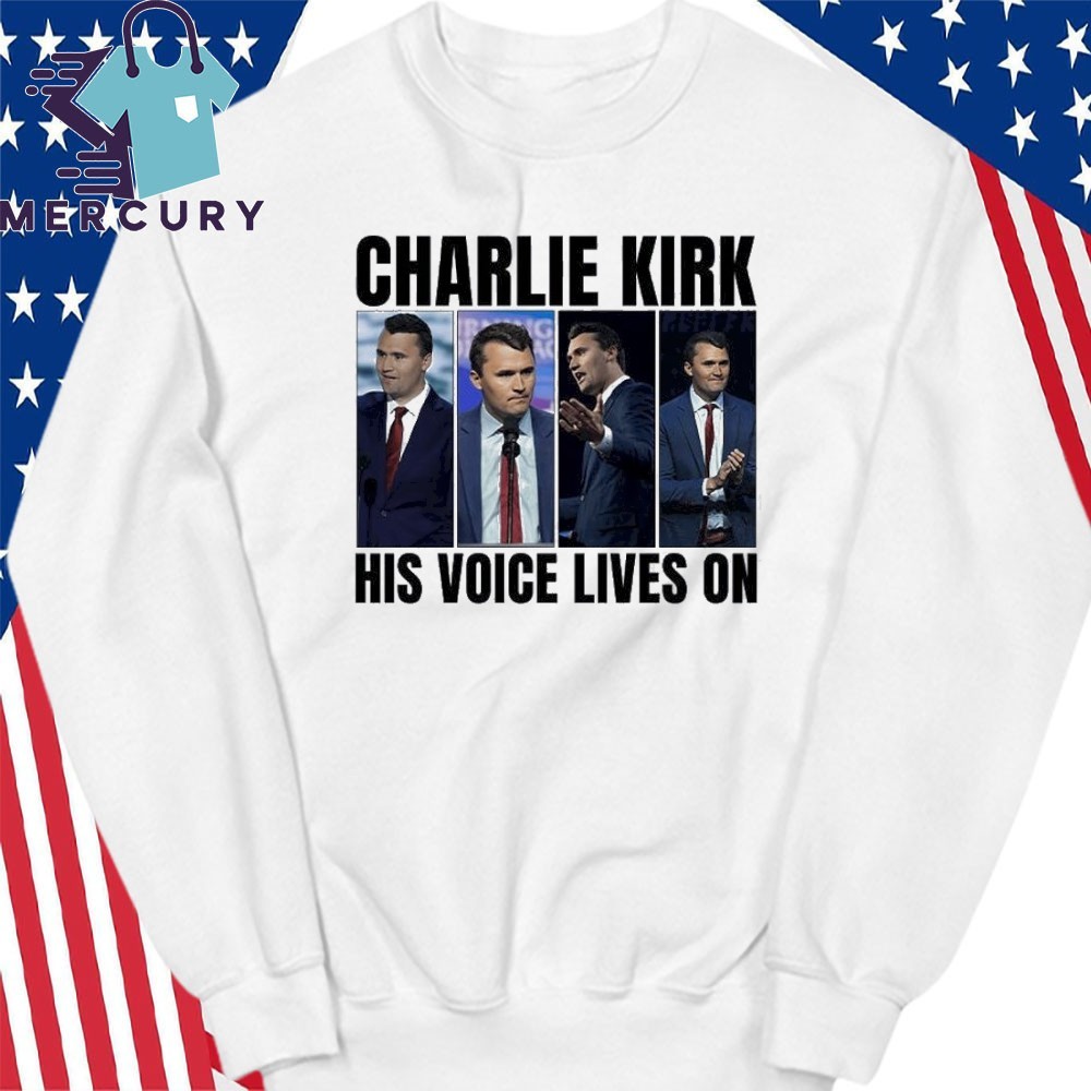 T-Shirt Charlie Kirk Pour Homme Avec Sa Voix Toujours Vivante